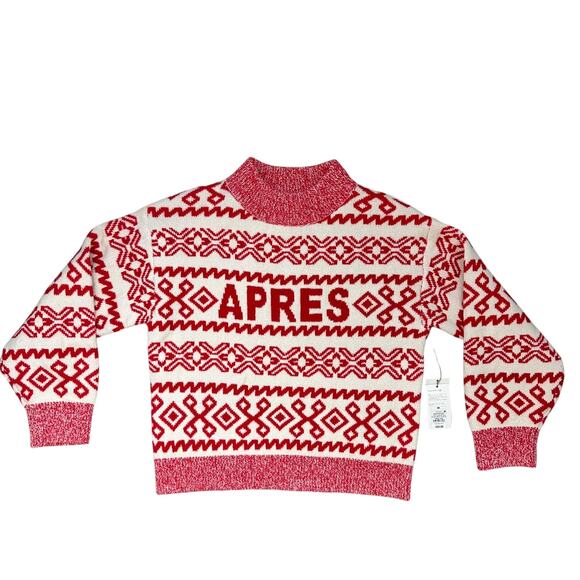 A New Day "APRES" Cashmere-like Candy-cane Red White Mockneck Heavy Jumper Sz M - Picture 1 of 8